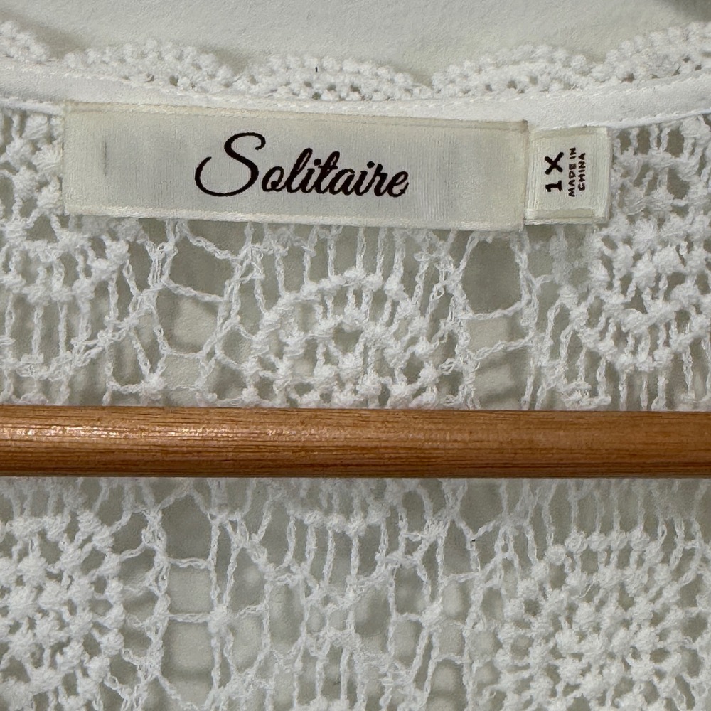 Solitaire White Crochet Eyelet Patchwork Sheer To… - image 6